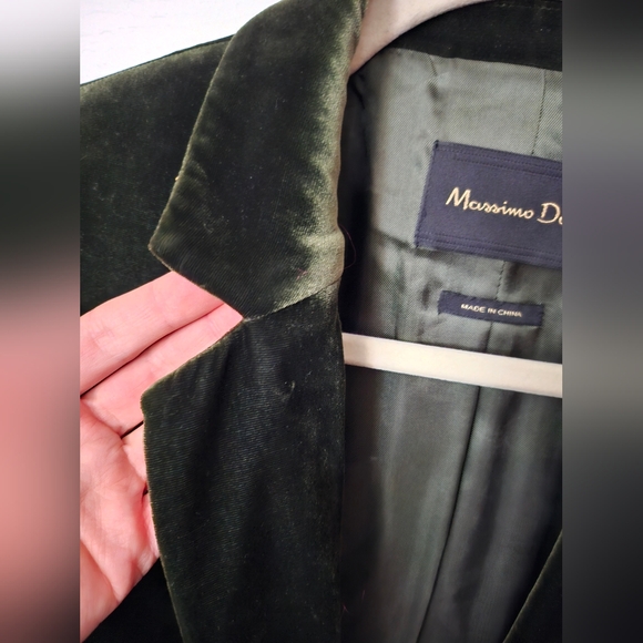 Massimo Dutti Green Velvet Blazer Sz 6 - Picture 2 of 16